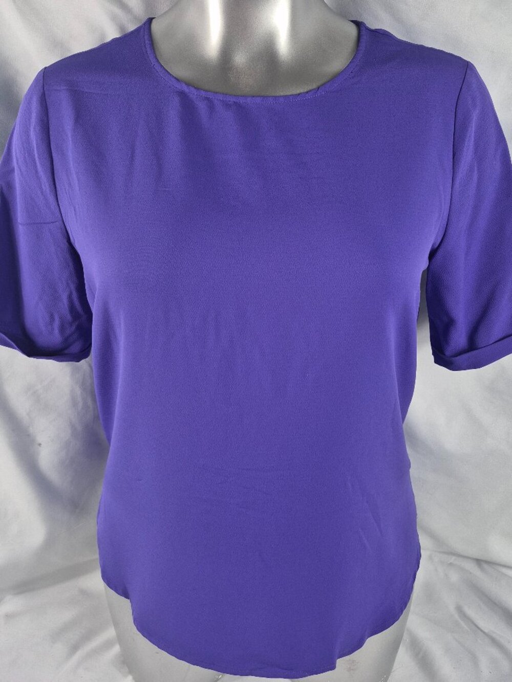 CHICO'S Women's Purple Polyester Pullover Top Blouse Short Sleeve Size 3 L XL